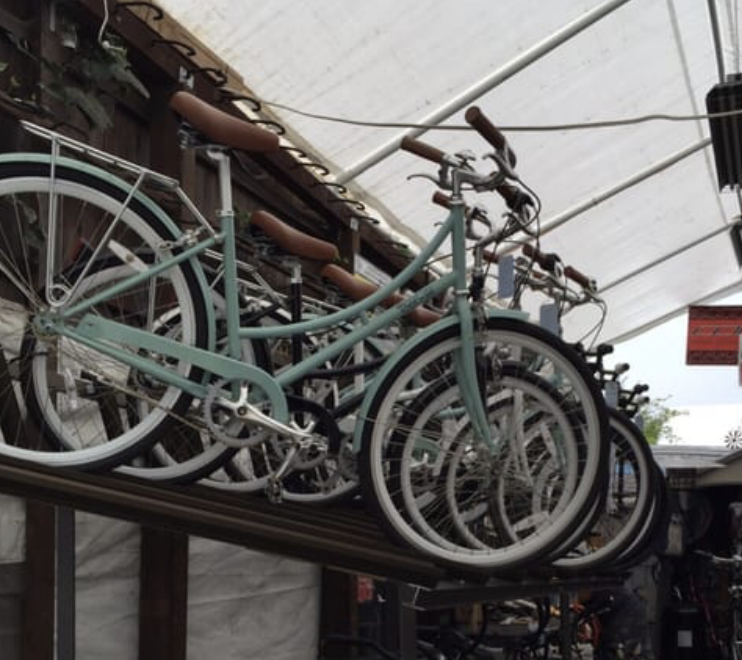 Restored vintage road bicycle on display